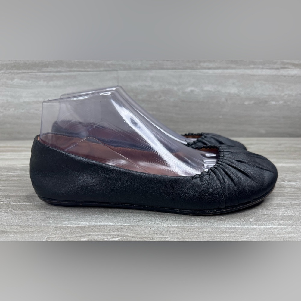 Gentle Souls for Eileen Fisher Bayside Black Leather Ballet Flat Womens Size 8